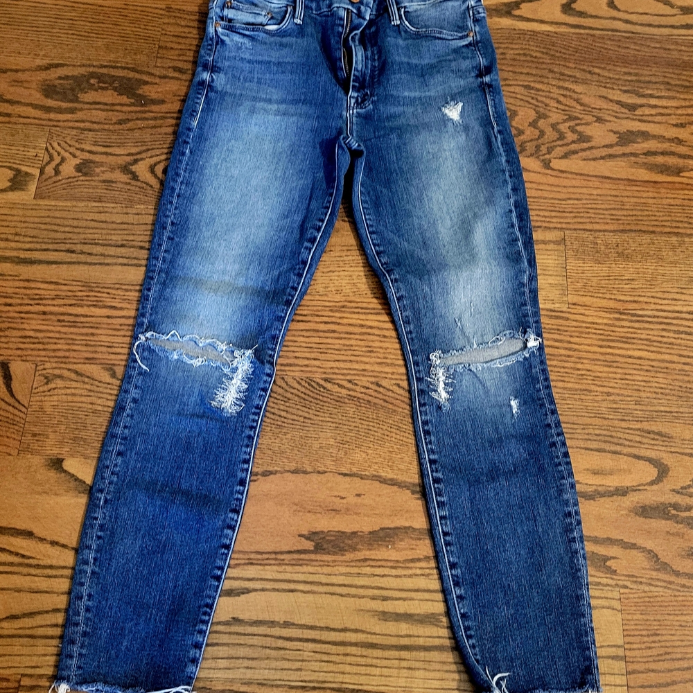 MOTHER High Waisted Looker Ankle Fray